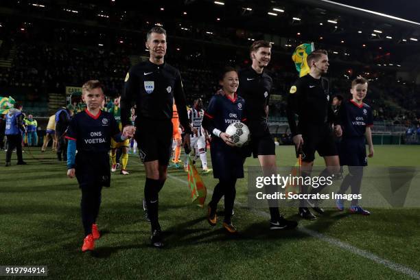 Referee Joey Kooij during the Dutch Eredivisie match between ADO Den Haag v Willem II at the Cars Jeans Stadium on February 17, 2018 in Den Haag...