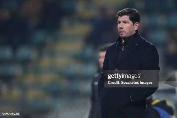 Coach Erwin van de Looi of Willem II during the Dutch Eredivisie match between ADO Den Haag v Willem II at the Cars Jeans Stadium on February 17,...