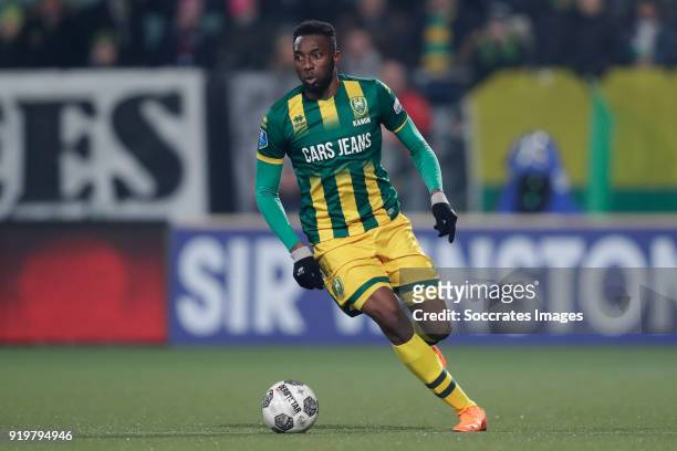 Wilfried Kanon of ADO Den Haag during the Dutch Eredivisie match between ADO Den Haag v Willem II at the Cars Jeans Stadium on February 17, 2018 in...