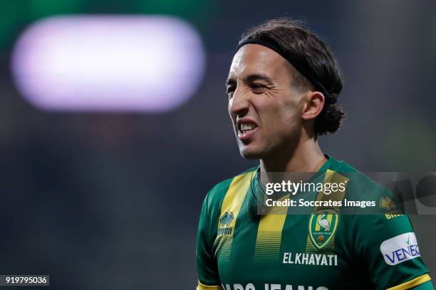 Nasser El Khayati of ADO Den Haag during the Dutch Eredivisie match between ADO Den Haag v Willem II at the Cars Jeans Stadium on February 17, 2018...