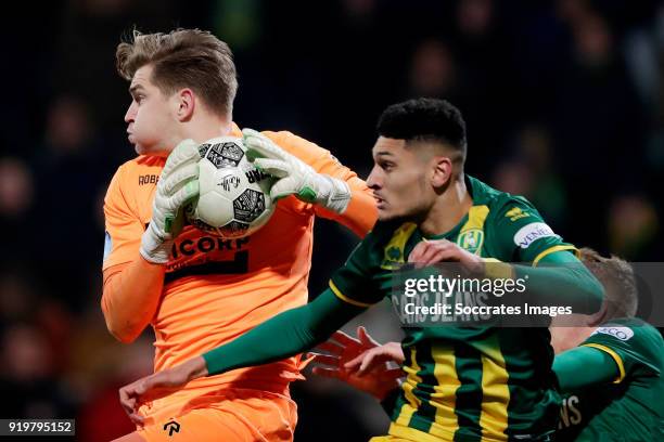 Mattijs Branderhorst of Willem II, Bjorn Johnsen of ADO Den Haag during the Dutch Eredivisie match between ADO Den Haag v Willem II at the Cars Jeans...