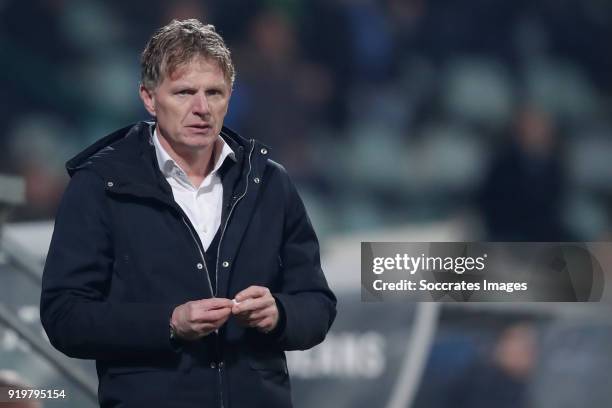 Coach Alfons Groenendijk of ADO Den Haag during the Dutch Eredivisie match between ADO Den Haag v Willem II at the Cars Jeans Stadium on February 17,...