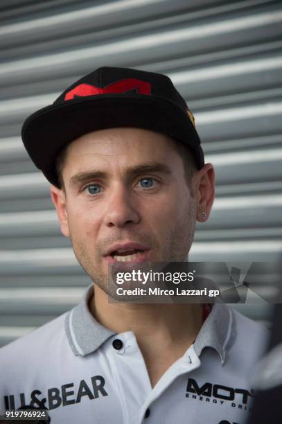 Alvaro Bautista of Spain and Angel Nieto Team speaks with journalists during the MotoGP Tests In Thailand on February 18, 2018 in Buri Ram, Thailand.