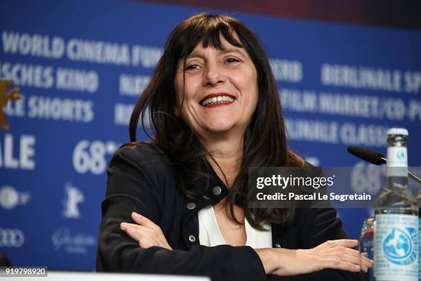 Sylvie Pialat is seen at the 'The Prayer' press conference during the 68th Berlinale International Film Festival Berlin at Grand Hyatt Hotel on...