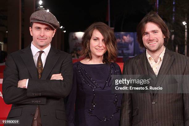 Actors Edward Hogg and Madeleine Worrall and director Paul King attend the 'Bunny and the Bull' Premiere during day 4 of the 4th Rome International...
