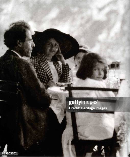 Gustav Mahler with Alma and Daughters Maria and Anna, 1910. Private Collection.