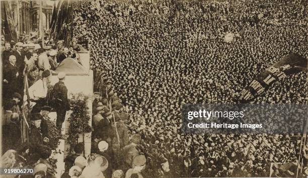 Vladimir Lenin at the opening ceremony of the II Comintern World Congress in Petrograd on July 19 1920. Found in the collection of State Hermitage,...