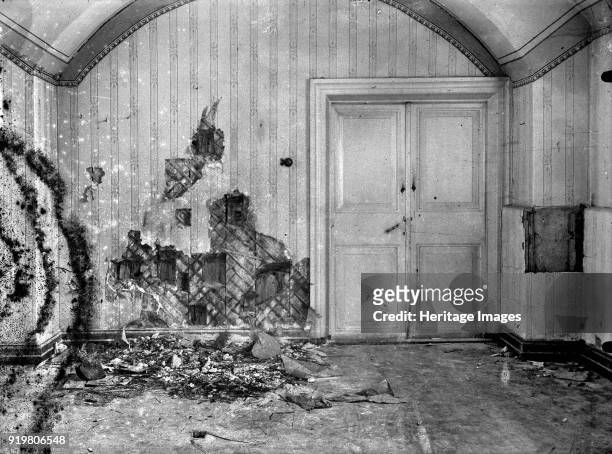Cellar of Ipatiev house in Yekaterinburg, after the Execution of the Imperial Family in the night on 16-17 July 1918, 1919. Found in the collection...