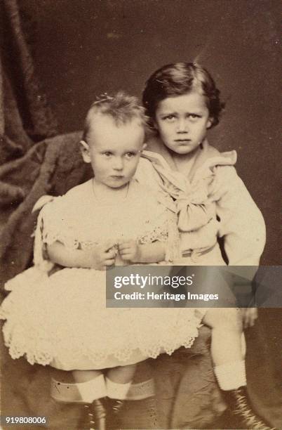 Portrait of Grand Dukes George Alexandrovich of Russia and Nicholas Aleksandrovich of Russia as Children, 1873. Found in the collection of Russian...