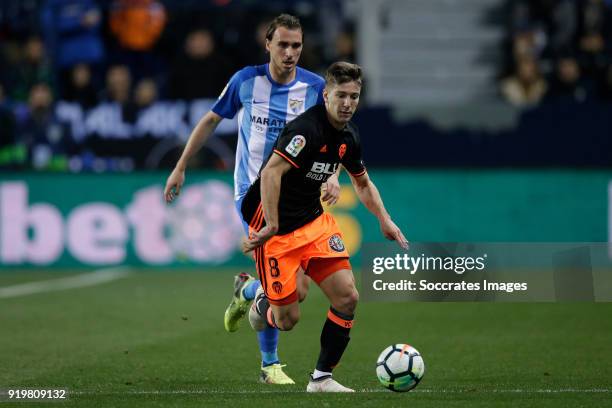 Luciano Vietto of Valencia CF during the La Liga Santander match between Malaga v Valencia at the Estadio La Rosaleda on February 17, 2018 in Malaga...