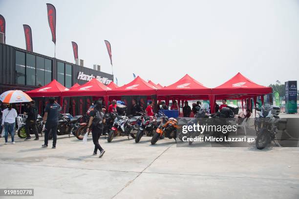 Fans walk on paddock during the MotoGP Tests In Thailand on February 18, 2018 in Buri Ram, Thailand.