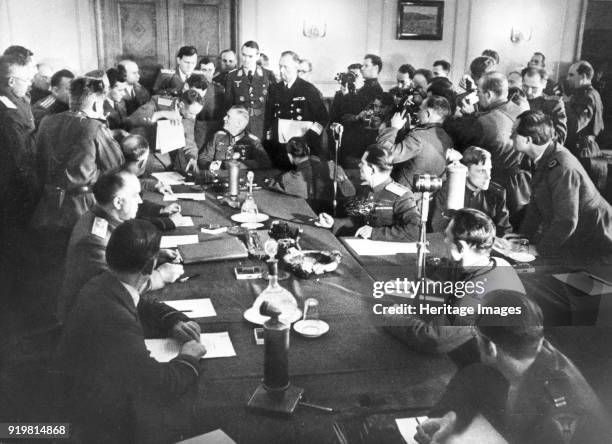 The signing the German Instrument of Surrender in Berlin, May 8 1945. Found in the collection of State Central Military Museum, Moscow.