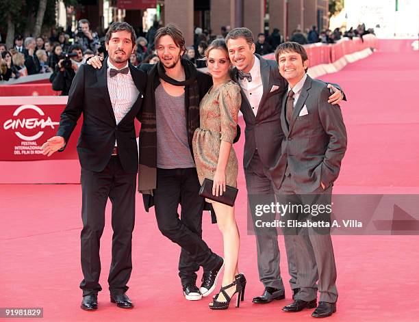 Actors Furio Corsetti, Silvio Muccino, Carolina Crescentini, Gabriele Corsi and Giorgio Maria Daviddi attend the 'Astro Boy' Premiere during day 4 of...