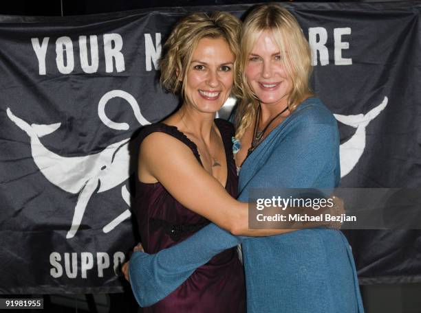 Quartermaster for the Sea Shephard Shannon Mann and actress Darryl Hannah attend the Sea Shepherd Ship Unveiling on October 17, 2009 in Los Angeles,...
