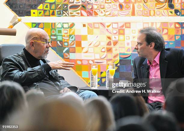 Artist Chuck Close and Adam Gopnik talk at The 2009 New Yorker Festival: Inside the Artist's Studio with Chuck Close at Chuck Close Studio on October...