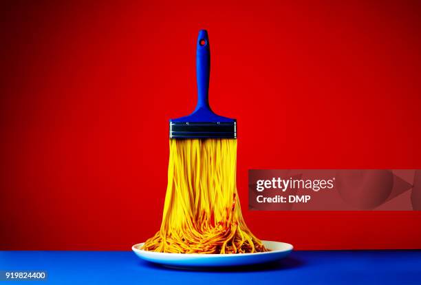 paint brush made of noodles creative combination - food creative stock pictures, royalty-free photos & images