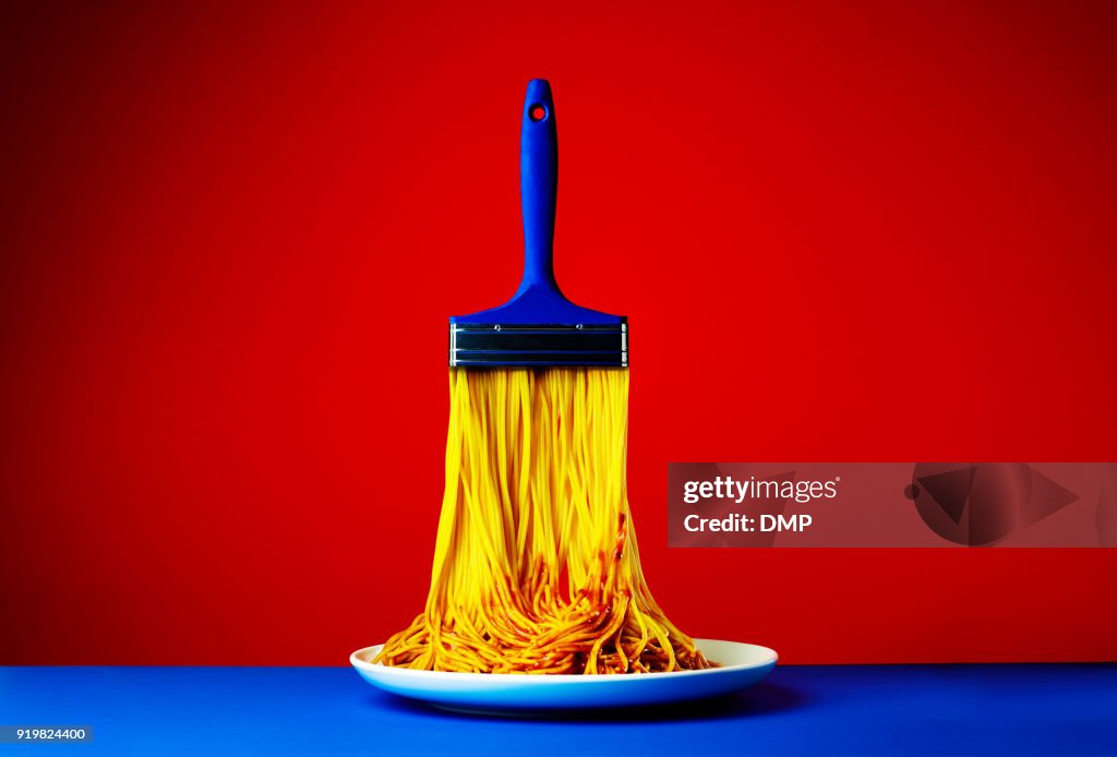 Paint brush made of noodles creative combination