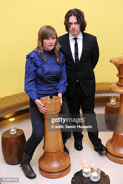 Edgar Wright and Jessica Hynes attend the afterparty of 'Up In The Air' during the Times BFI 53rd London Film Festival at Asia De Cuba on October 18,...