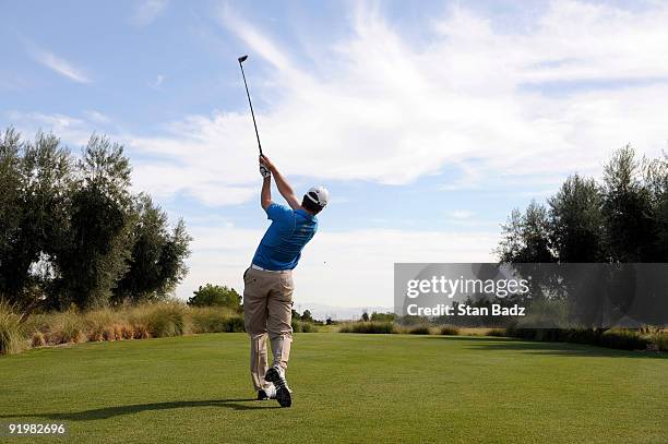 Martin Laird hits from the fourth tee box during the final round of the Justin Timberlake Shriners Hospitals for Children Open held at TPC Summerlin...