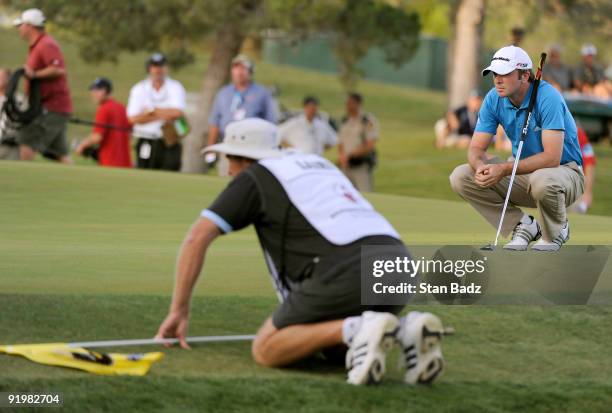 Martin Laird lines up his putt during the final round of the Justin Timberlake Shriners Hospitals for Children Open held at TPC Summerlin on October...