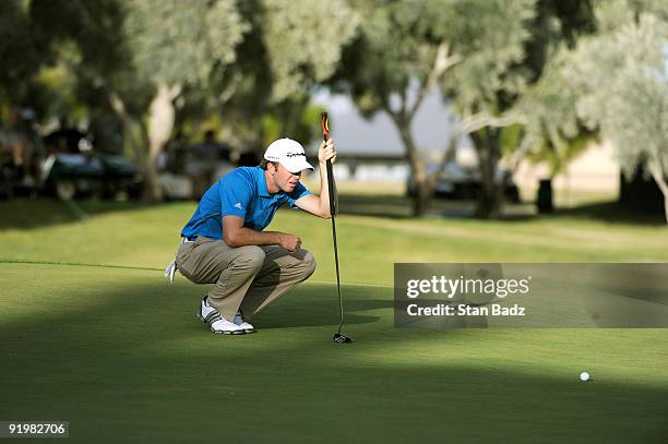 Martin Laird lines up his putt during the final round of the Justin Timberlake Shriners Hospitals for Children Open held at TPC Summerlin on October...