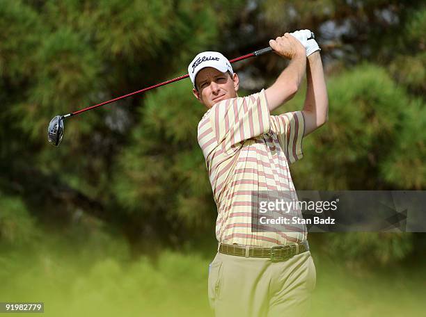 Jeff Klauk hits a drive during the final round of the Justin Timberlake Shriners Hospitals for Children Open held at TPC Summerlin on October 18,...