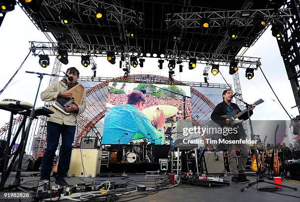 Daniel Rossen and Ed Droste of Grizzly Bear perform as part of the Treasure Island Music Festival on October 18, 2009 in San Francisco, California.