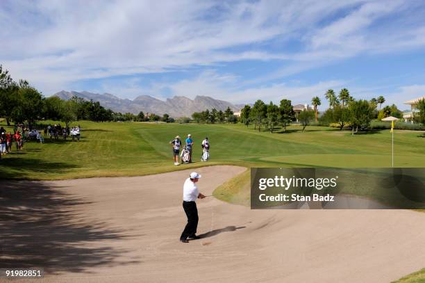 Chad Campbell hits onto the fourth green during the final round of the Justin Timberlake Shriners Hospitals for Children Open held at TPC Summerlin...