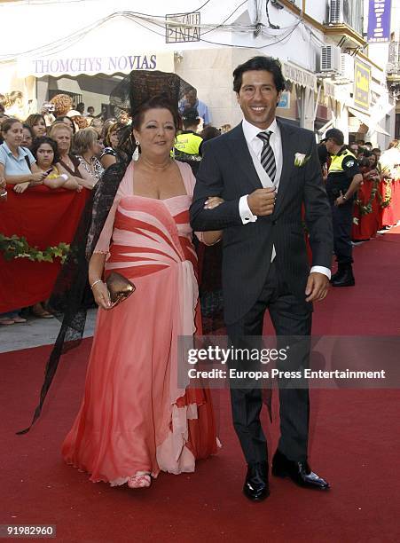 Maria Linares Rodriguez attends the wedding of Pastora Soler and Francis Vinolo on October 17, 2009 in Seville, Spain.