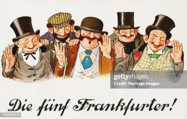 The Five Frankfurters. Anti-Semitic Postcard, circa 1911. Private Collection.