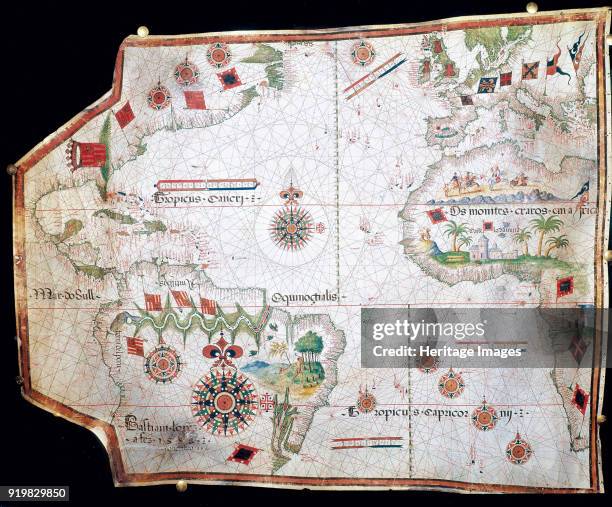 Nautical chart, 1558. Found in the collection of British Museum.
