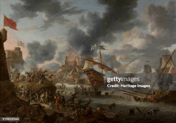 Naval battle between Christians and Turks, 1657. Found in the collection of Muzeum Narodowe, Warsaw.