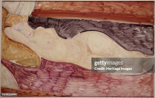 Nude Woman Lying Down, 1918-1919. Found in the collection of Galleria nazionale d'arte moderna Rome.