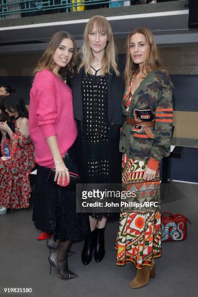 Amber Le Bon, Jade Parfitt and Yasmin Le Bon attend the Temperley London show during London Fashion Week February 2018 at on February 18, 2018 in...