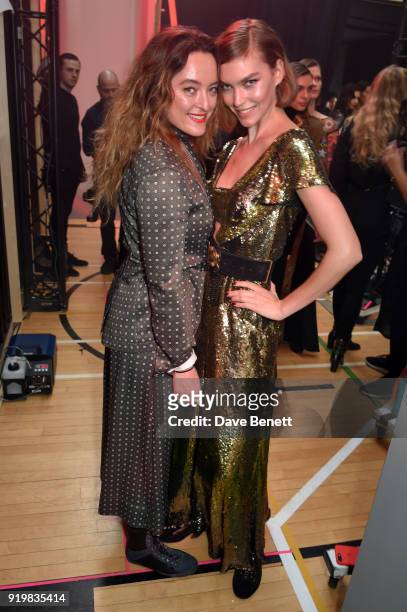 Alice Temperley and Arizona Muse attend Temperley London Fashion Show Fall/Winter 18 during London Fashion Week at Seymour Leisure Centre on February...