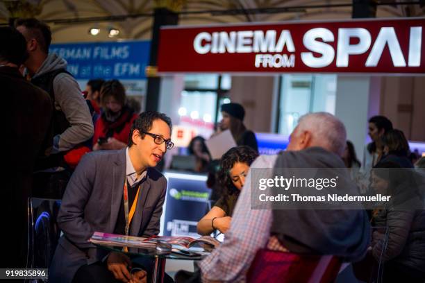 General view of the European Film Market during the 68th Berlin International Film Festival Berlinale at Gropius-Bau on February 18, 2018 in Berlin,...