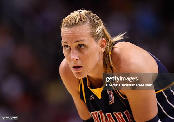 Katie Douglas of the Indiana Fever in Game Five of the 2009 WNBA Finals against the Phoenix Mercury at US Airways Center on October 10, 2009 in...