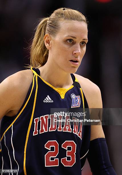 Katie Douglas of the Indiana Fever in Game Five of the 2009 WNBA Finals against the Phoenix Mercury at US Airways Center on October 10, 2009 in...