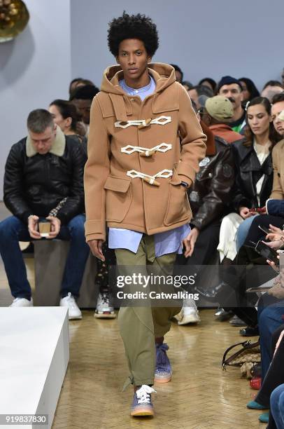 Model walks the runway at the J.W.Anderson Autumn Winter 2018 fashion show during London Fashion Week on February 17, 2018 in London, United Kingdom.