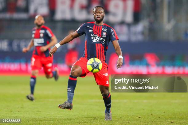 Ismael Diomande of Caen during the Ligue 1 match between SM Caen and Stade Rennes at Stade Michel D'Ornano on February 17, 2018 in Caen, .