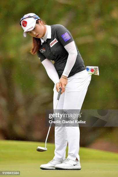 Hyejin Choi of Korea putts on the sixteenth hole during day four of the ISPS Handa Australian Women's Open at Kooyonga Golf Club on February 18, 2018...