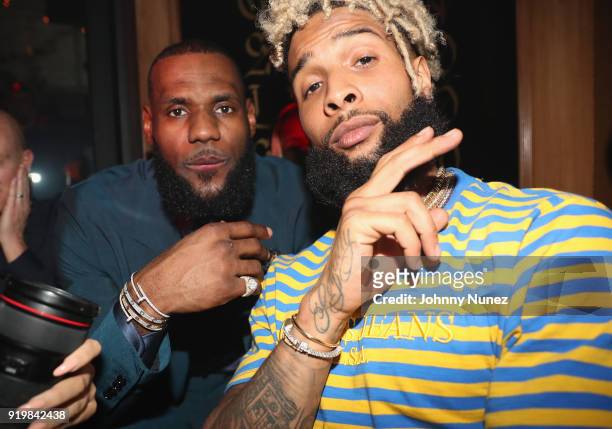 LeBron James and Odell Beckham Jr. Attend as Remy Martin presents Beats Party on February 17, 2018 in Los Angeles, California.