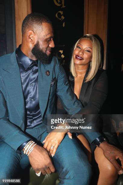 LeBron James and Savannah Brinson attend as Remy Martin presents Beats Party on February 17, 2018 in Los Angeles, California.