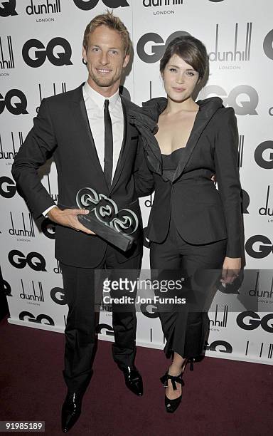 Jenson Button and Gemma Arterton attends the 2009 GQ Men Of The Year Awards at The Royal Opera House on September 8, 2009 in London, England.