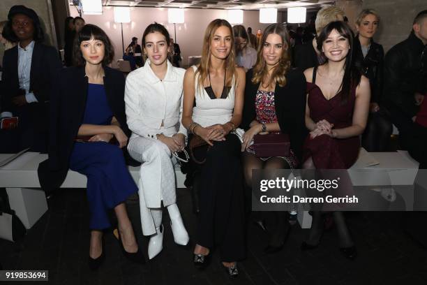 Caitriona Balfe, Clara Mcgregor, Yasmin Le Bon, Amber Le Bon and Daisy Lowe attend the Roland Mouret show during London Fashion Week February 2018 at...