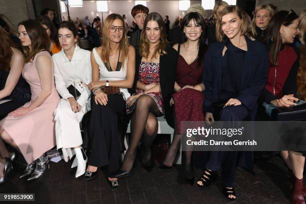 Dakota Blue Richards, Clara Mcgregor, Yasmin Le Bon, Amber Le Bon, Daisy Lowe and Arizona Muse attend the Roland Mouret show during London Fashion...