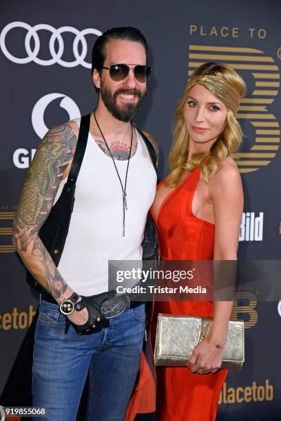 Alec Voelkel of the band The BossHoss and his wife Johanna Michels attend the PLACE TO B Party on February 17, 2018 in Berlin, Germany.