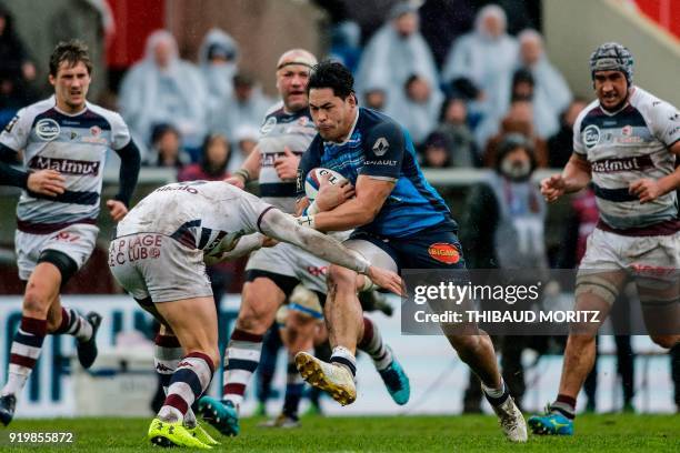 Toulouse's Alex Tulou runs with the ball during the French Top 14 rugby union match between Union Bordeaux-Begles and Castres at Chaban-Delmas...