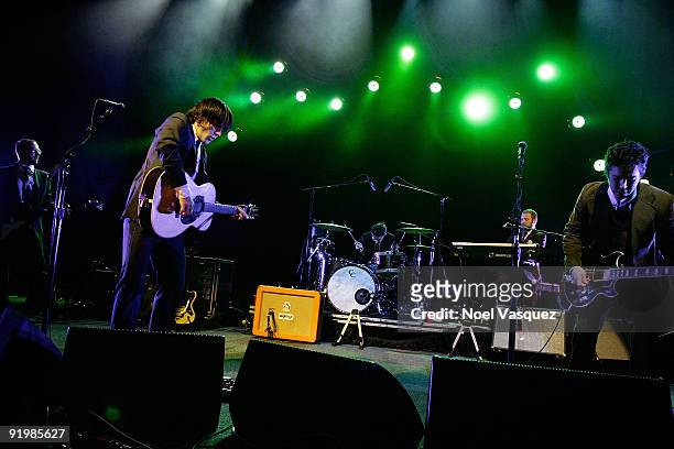 Conor Oberst and M Ward of Monsters of Folk perform at The Greek Theatre on October 18, 2009 in Los Angeles, California.
