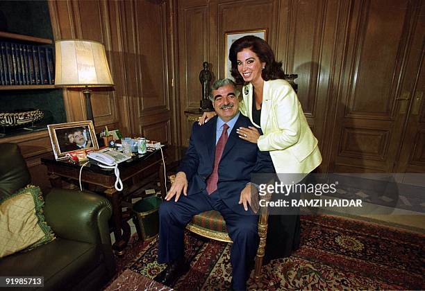 Former Lebanese Prime Minister Rafiq Hariri with his wife Nazek at their home in Beirut 06 September 2000.